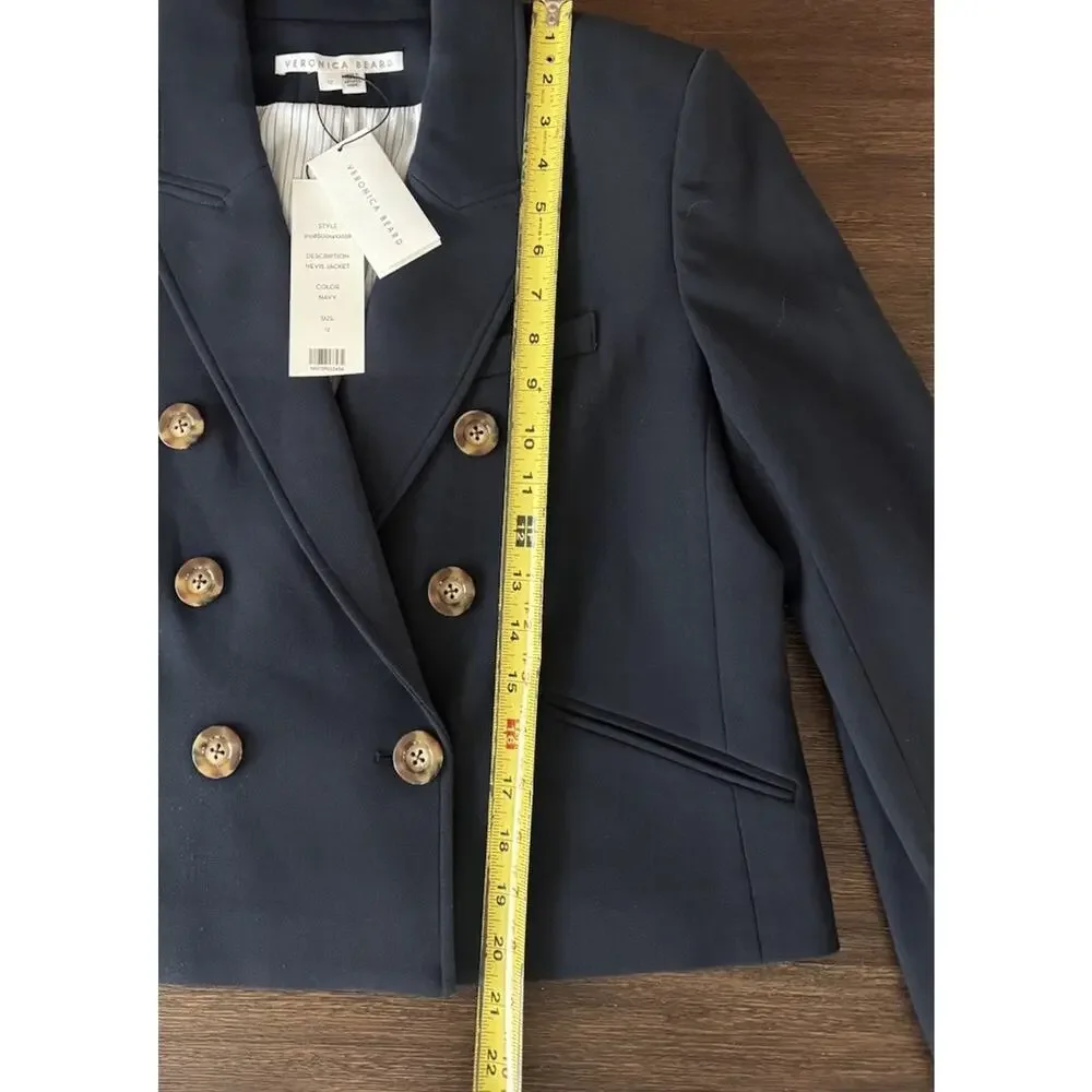 Veronica Beard Blazer Navy Blue Navis Cropped Dickey Jacket Womens 12 NWT - Picture 8 of 11